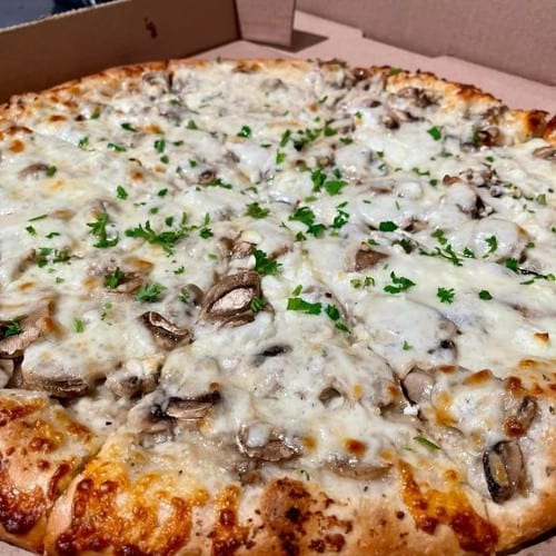 12" Mushroom Pizza.